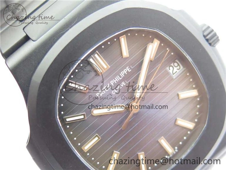 EasyCare Nautilus Jumbo 5711 DLC PPF 1:1 Best Edition Blue Textured Dial on DLC Bracelet PPF 8888