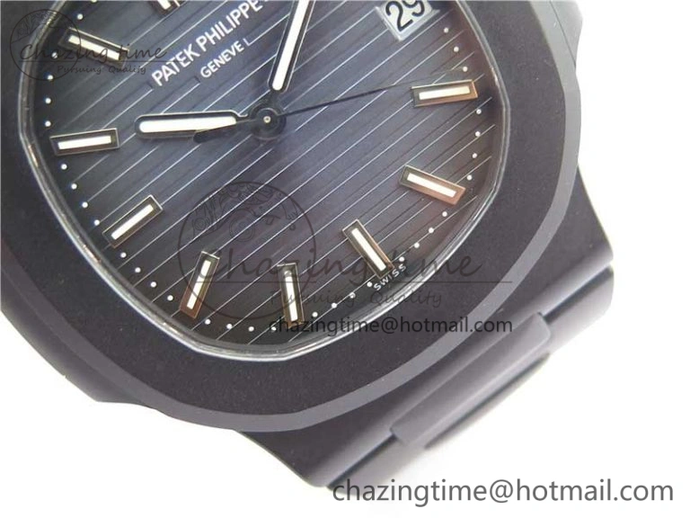 EasyCare Nautilus Jumbo 5711 DLC PPF 1:1 Best Edition Blue Textured Dial on DLC Bracelet PPF 8888