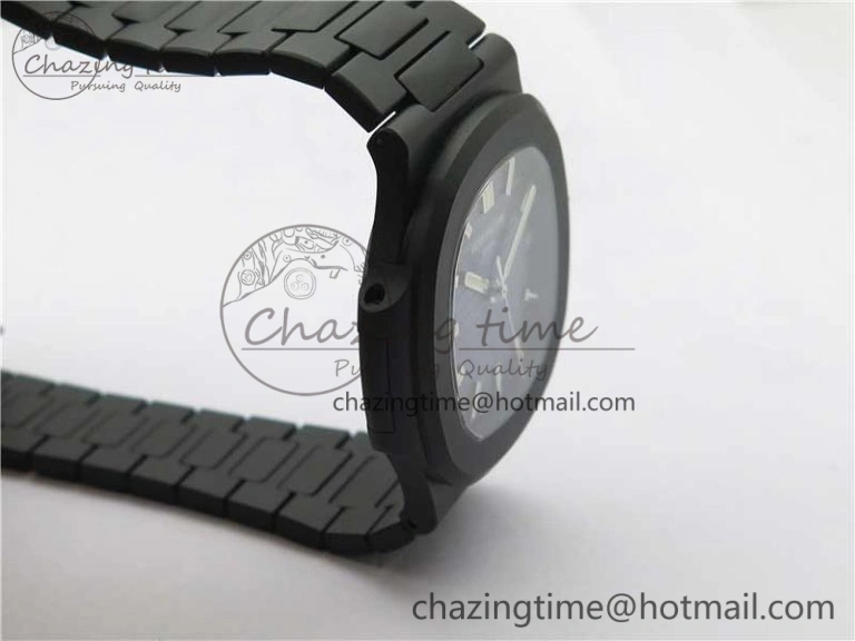 EasyCare Nautilus Jumbo 5711 DLC PPF 1:1 Best Edition Blue Textured Dial on DLC Bracelet PPF 8888