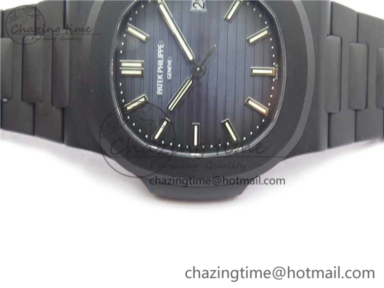 EasyCare Nautilus Jumbo 5711 DLC PPF 1:1 Best Edition Blue Textured Dial on DLC Bracelet PPF 8888