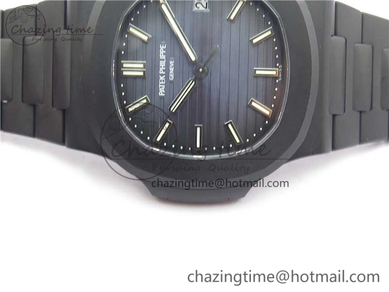 EasyCare Nautilus Jumbo 5711 DLC PPF 1:1 Best Edition Blue Textured Dial on DLC Bracelet PPF 8888