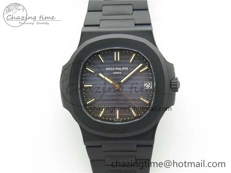 EasyCare Nautilus Jumbo 5711 DLC PPF 1:1 Best Edition Blue Textured Dial on DLC Bracelet PPF 8888