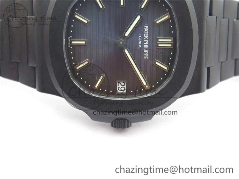 EasyCare Nautilus Jumbo 5711 DLC PPF 1:1 Best Edition Blue Textured Dial on DLC Bracelet PPF 8888