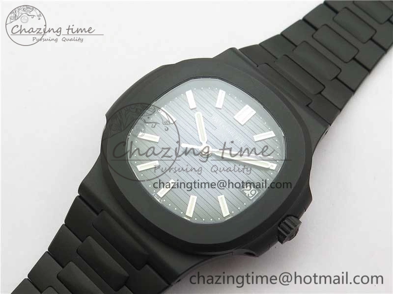 EasyCare Nautilus Jumbo 5711 DLC PPF 1:1 Best Edition Blue Textured Dial on DLC Bracelet PPF 8888