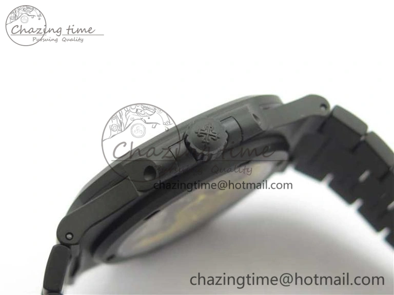 Nautilus Jumbo 5711 DLC PPF 1:1 Best Edition White Textured Dial on DLC Bracelet PPF RelaxedFit 8890