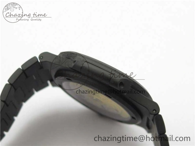 Nautilus Jumbo 5711 DLC PPF 1:1 Best Edition White Textured Dial on DLC Bracelet PPF RelaxedFit 8890