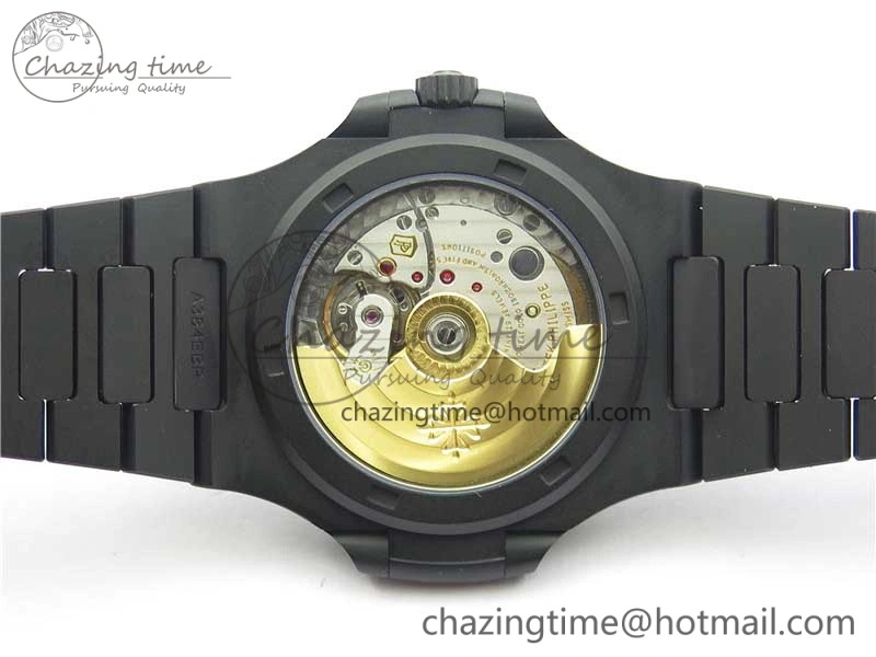 Nautilus Jumbo 5711 DLC PPF 1:1 Best Edition White Textured Dial on DLC Bracelet PPF RelaxedFit 8890