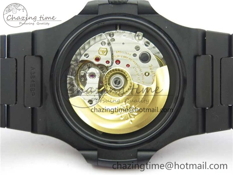 Nautilus Jumbo 5711 DLC PPF 1:1 Best Edition White Textured Dial on DLC Bracelet PPF RelaxedFit 8890