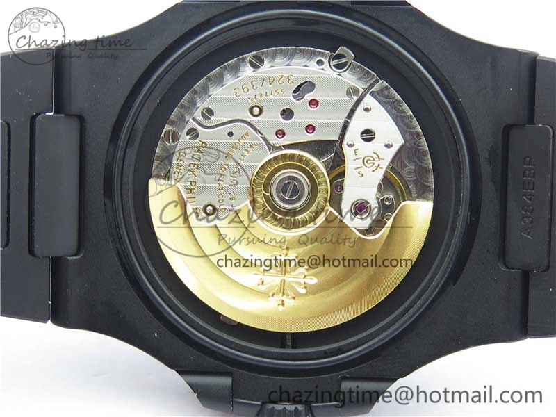 Nautilus Jumbo 5711 DLC PPF 1:1 Best Edition White Textured Dial on DLC Bracelet PPF RelaxedFit 8890