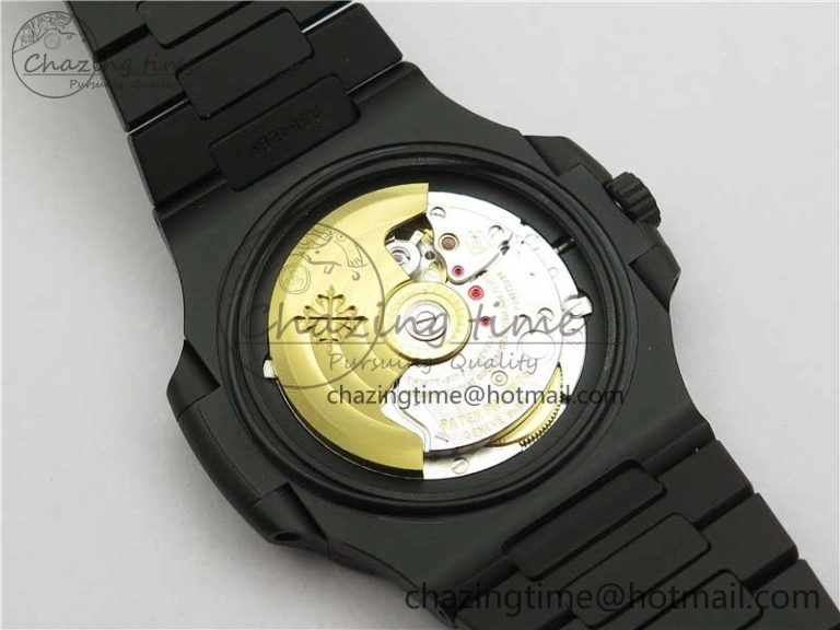 Nautilus Jumbo 5711 DLC PPF 1:1 Best Edition White Textured Dial on DLC Bracelet PPF RelaxedFit 8890