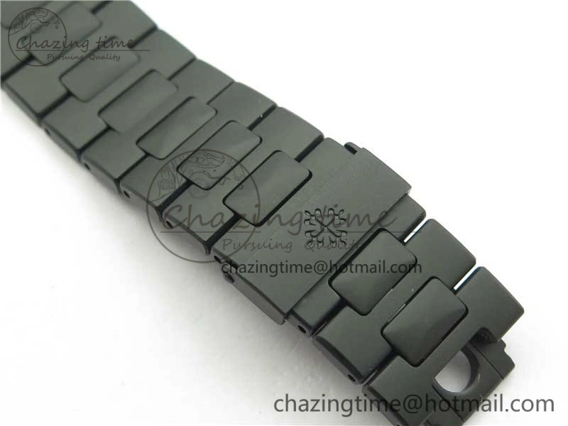 Nautilus Jumbo 5711 DLC PPF 1:1 Best Edition White Textured Dial on DLC Bracelet PPF RelaxedFit 8890