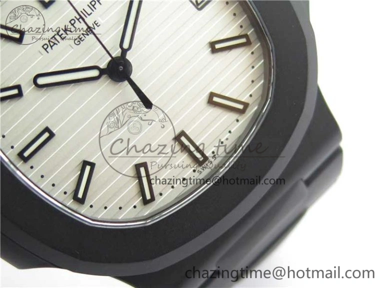 Nautilus Jumbo 5711 DLC PPF 1:1 Best Edition White Textured Dial on DLC Bracelet PPF RelaxedFit 8890
