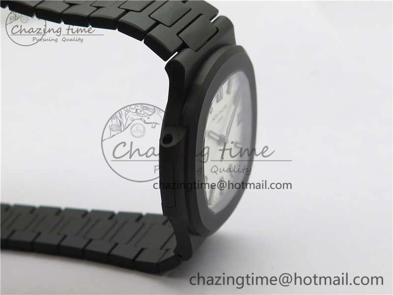 Nautilus Jumbo 5711 DLC PPF 1:1 Best Edition White Textured Dial on DLC Bracelet PPF RelaxedFit 8890