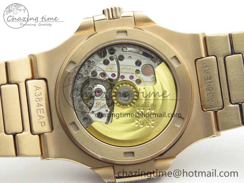 Comfortable Nautilus Jumbo 5711 Full Paved Diamonds Case Diamond Dial On RG Full Paved Diamonds Bracelet A 9030