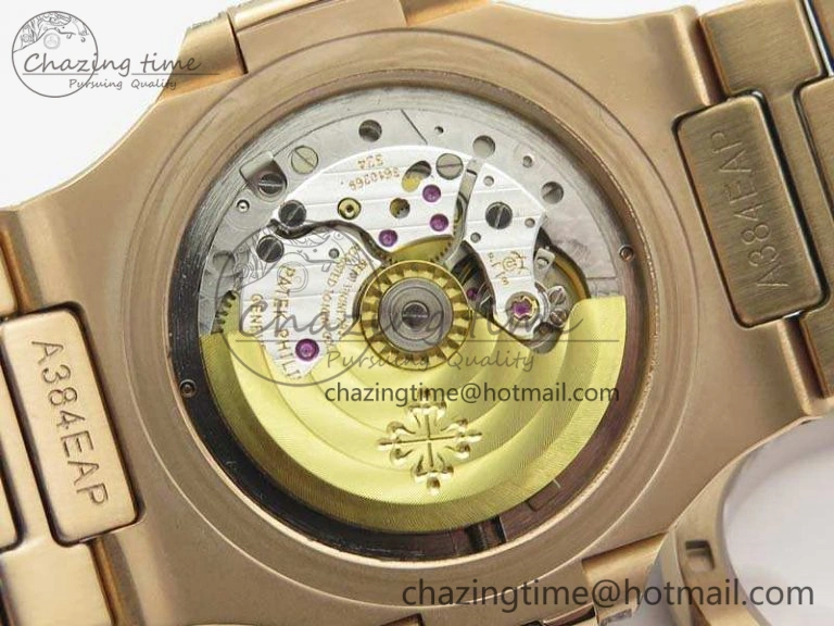 Comfortable Nautilus Jumbo 5711 Full Paved Diamonds Case Diamond Dial On RG Full Paved Diamonds Bracelet A 9030