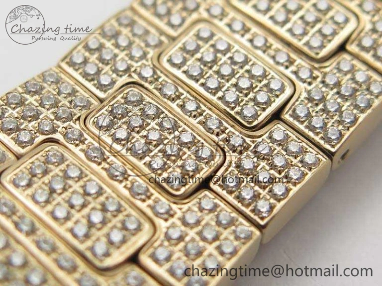 Comfortable Nautilus Jumbo 5711 Full Paved Diamonds Case Diamond Dial On RG Full Paved Diamonds Bracelet A 9030