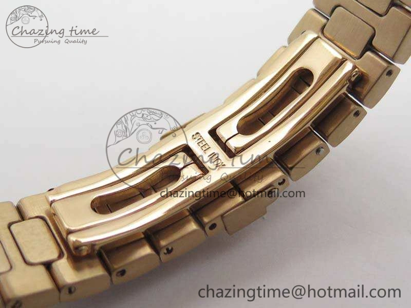 Comfortable Nautilus Jumbo 5711 Full Paved Diamonds Case Diamond Dial On RG Full Paved Diamonds Bracelet A 9030