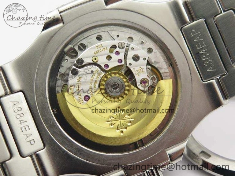 Contemporary Nautilus Jumbo 5711 Full Paved Diamonds Case Diamond Dial On SS Full Paved Diamonds Bracelet A 9026