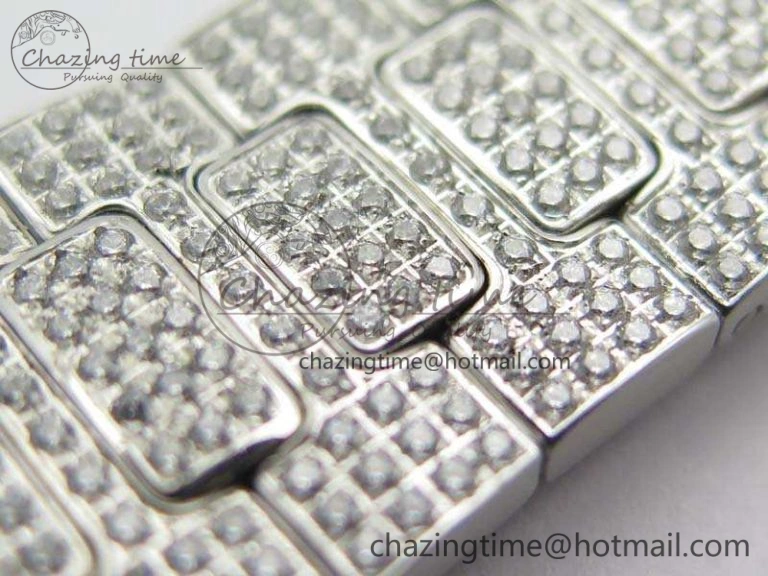 Contemporary Nautilus Jumbo 5711 Full Paved Diamonds Case Diamond Dial On SS Full Paved Diamonds Bracelet A 9026
