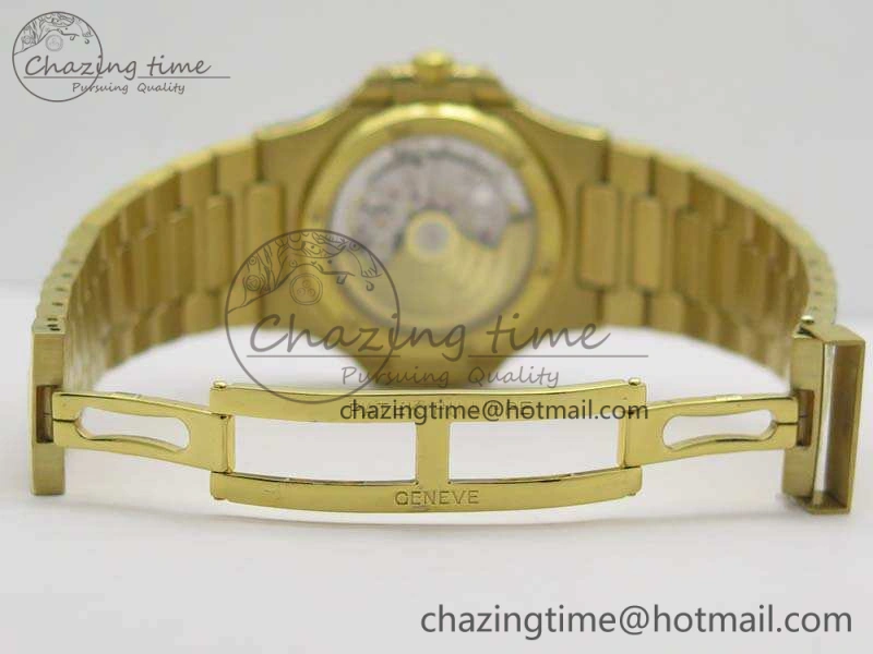 OnTrend Nautilus Jumbo 5711 Full Paved Diamonds Case Diamond Dial On YG Full Paved Diamonds Bracelet A 9029