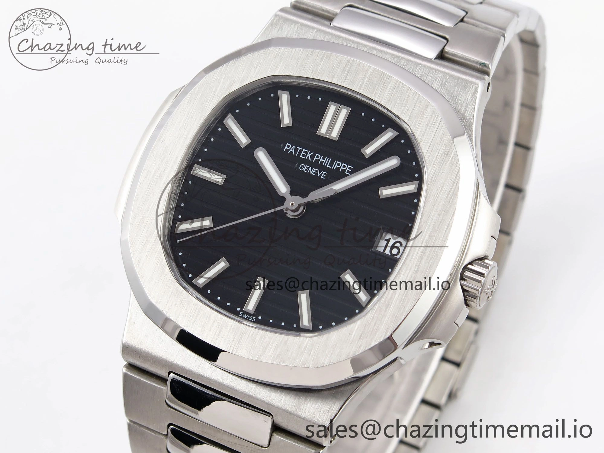 Nautilus Jumbo 5711 JJF 1:1 Best Edition Black Textured Dial On SS Bracelet A324 V Original 8697