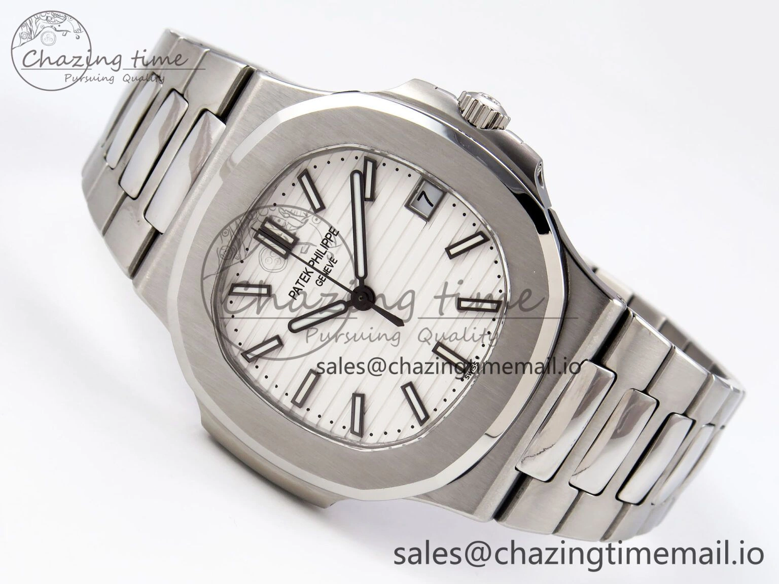Nautilus Jumbo 5711 JJF 1:1 Best Edition White Textured Dial On SS Bracelet A324 V Soft 8699