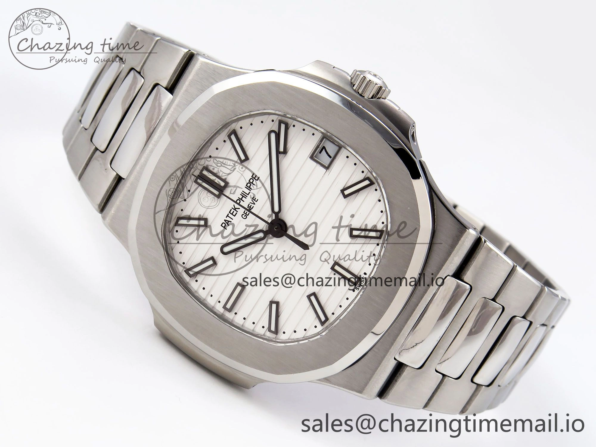 Nautilus Jumbo 5711 JJF 1:1 Best Edition White Textured Dial On SS Bracelet A324 V Soft 8699