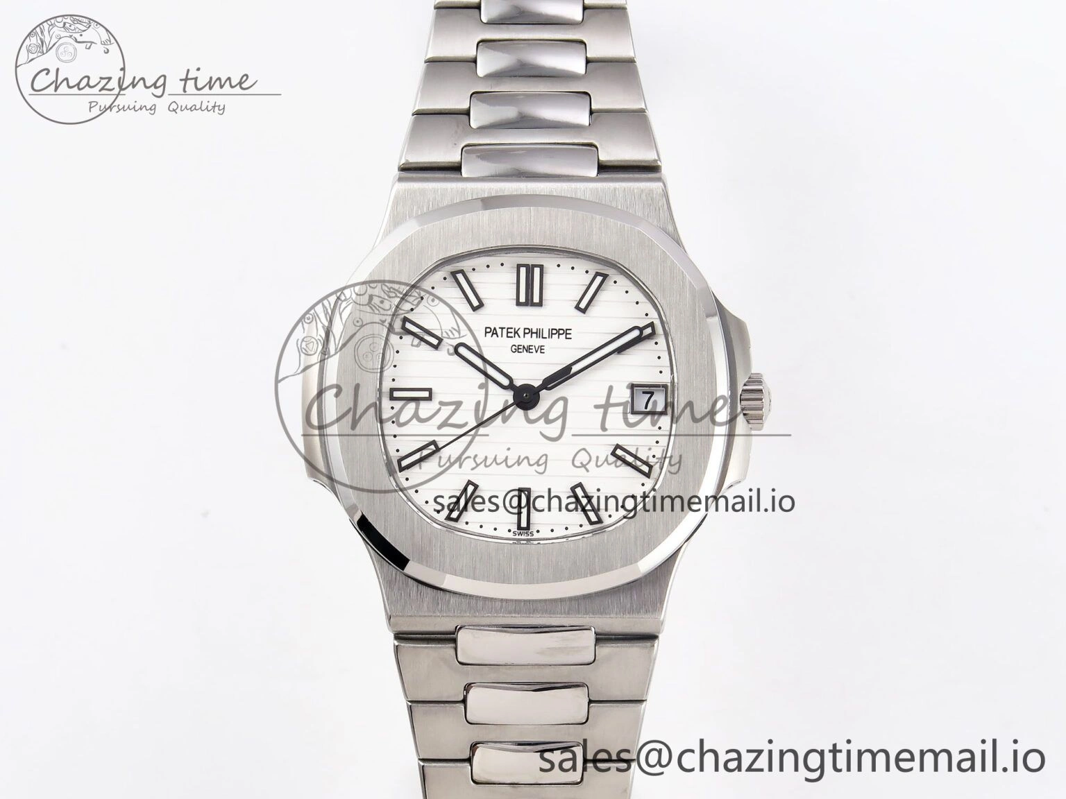 Nautilus Jumbo 5711 JJF 1:1 Best Edition White Textured Dial On SS Bracelet A324 V Soft 8699