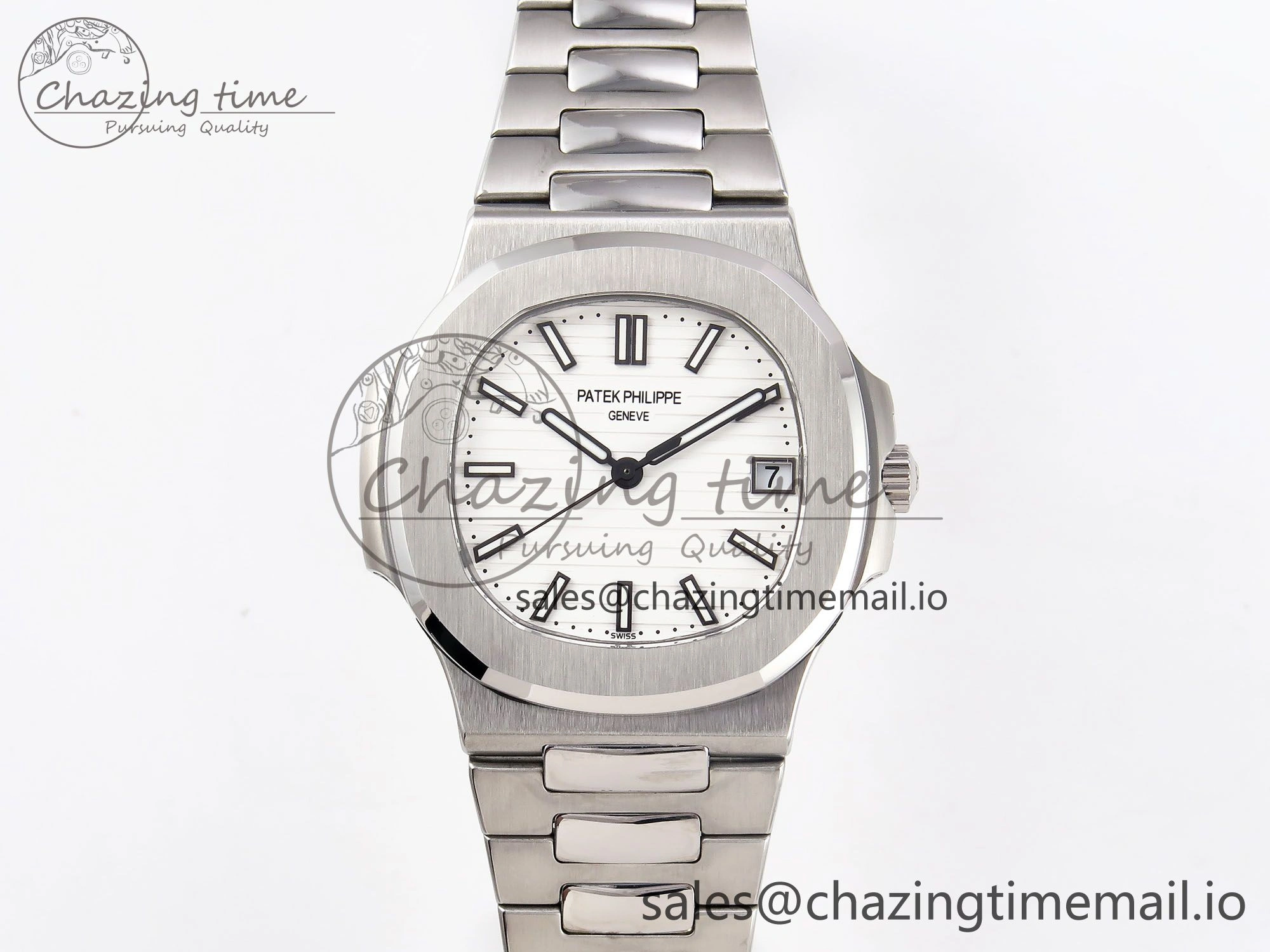 Nautilus Jumbo 5711 JJF 1:1 Best Edition White Textured Dial On SS Bracelet A324 V Soft 8699