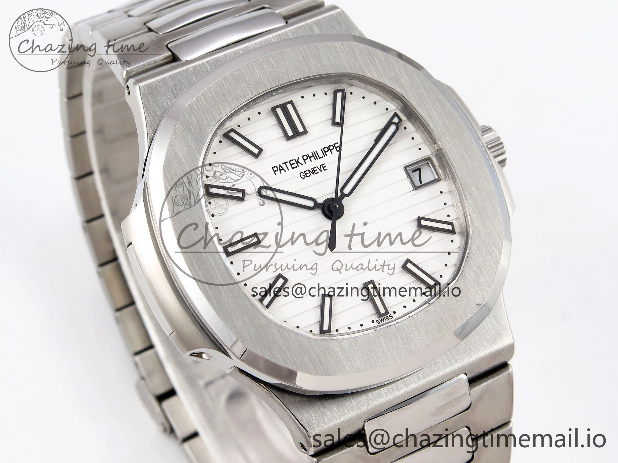 Nautilus Jumbo 5711 JJF 1:1 Best Edition White Textured Dial On SS Bracelet A324 V Soft 8699