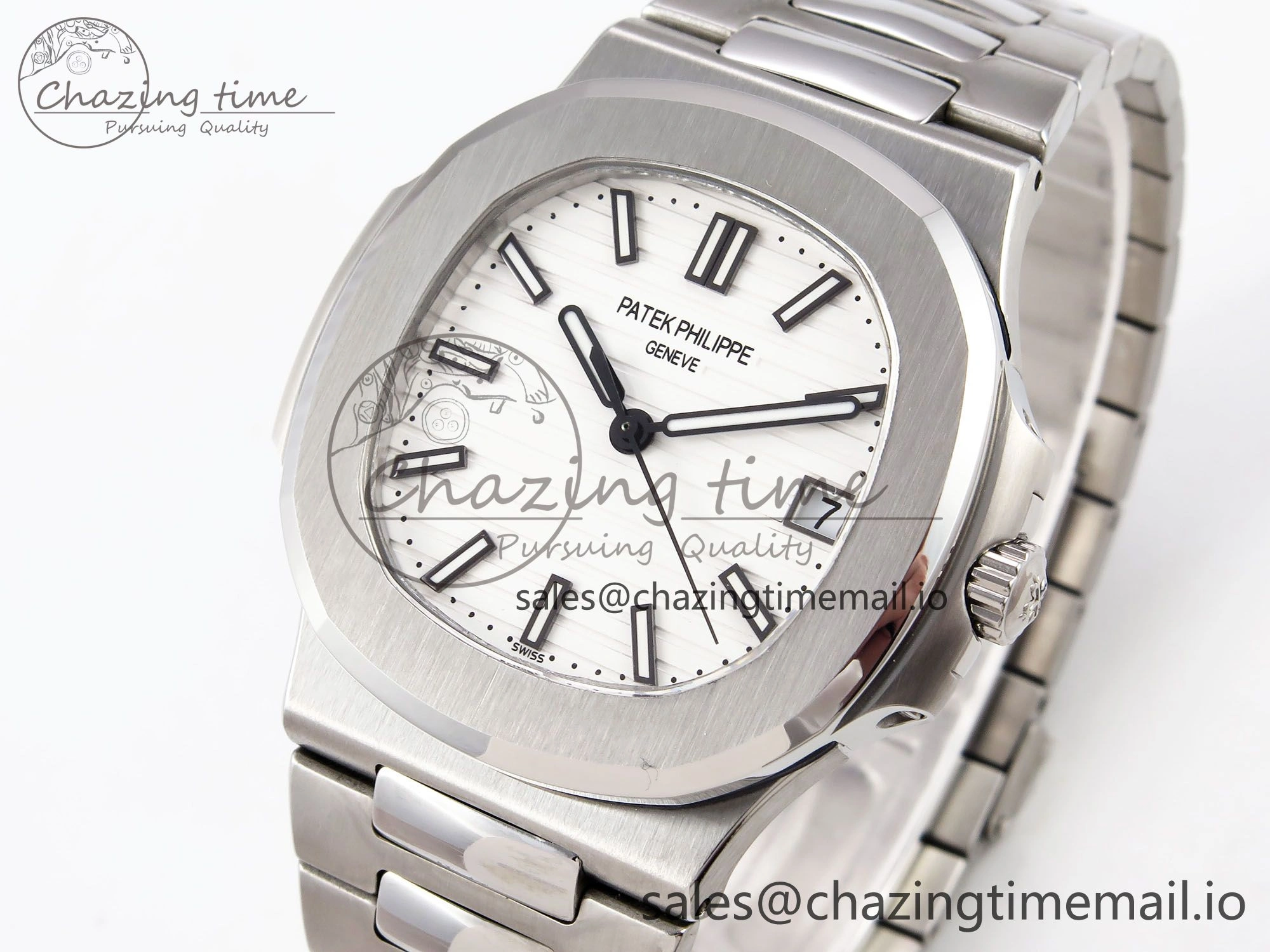 Nautilus Jumbo 5711 JJF 1:1 Best Edition White Textured Dial On SS Bracelet A324 V Soft 8699
