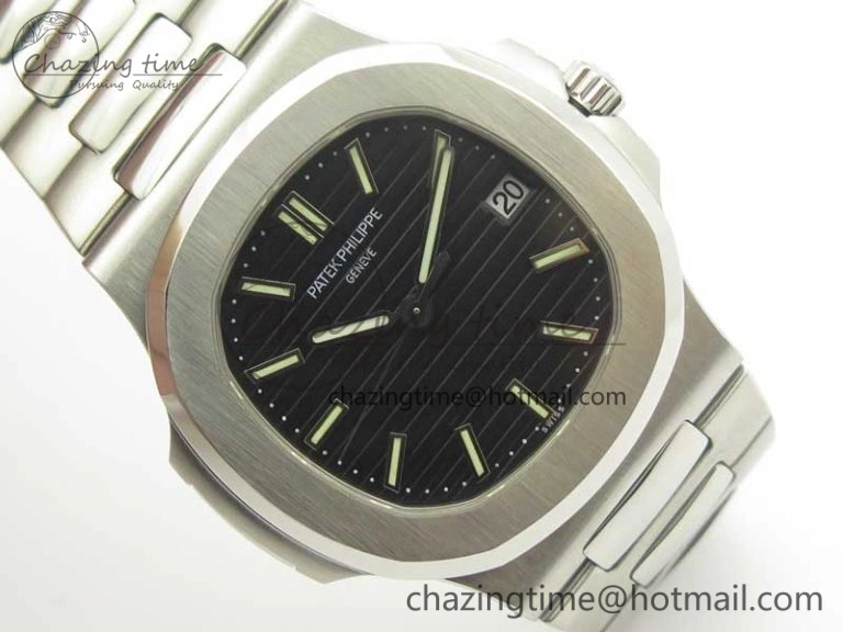 Comfortable Nautilus Jumbo 5711 MKF 1:1 Best Edition Black Textured Dial on SS Bracelet A324 Clone V 8988