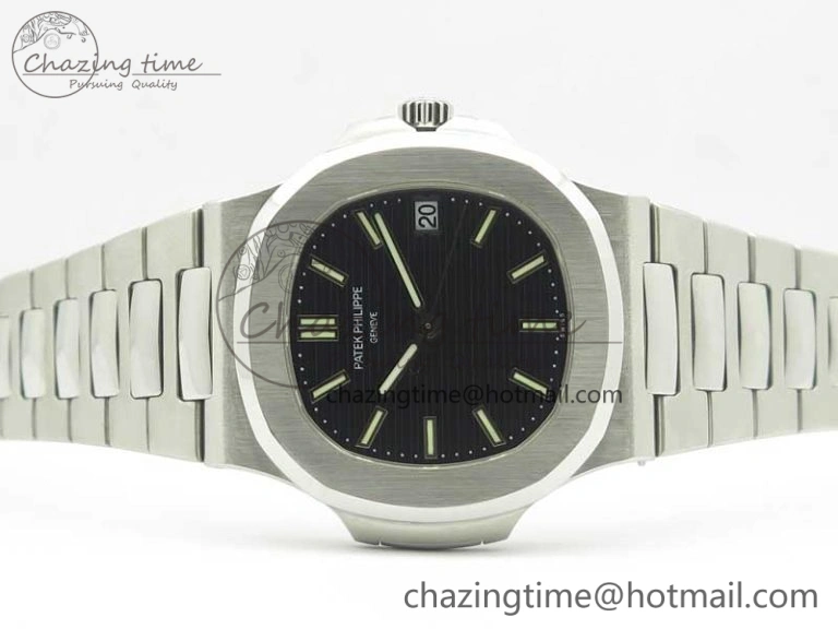 Comfortable Nautilus Jumbo 5711 MKF 1:1 Best Edition Black Textured Dial on SS Bracelet A324 Clone V 8988