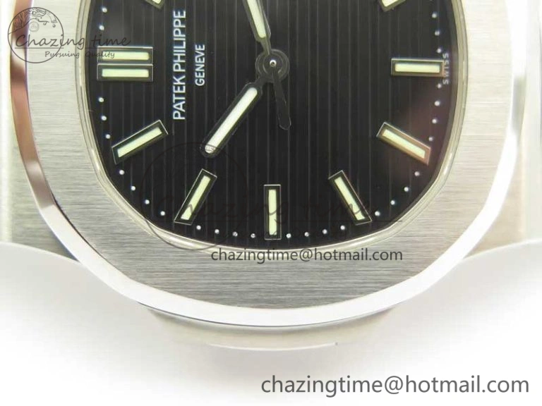 Comfortable Nautilus Jumbo 5711 MKF 1:1 Best Edition Black Textured Dial on SS Bracelet A324 Clone V 8988