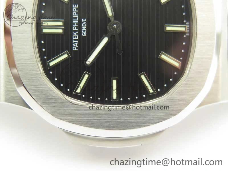 Comfortable Nautilus Jumbo 5711 MKF 1:1 Best Edition Black Textured Dial on SS Bracelet A324 Clone V 8988