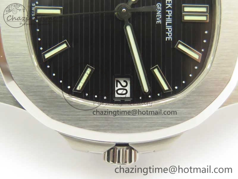 Comfortable Nautilus Jumbo 5711 MKF 1:1 Best Edition Black Textured Dial on SS Bracelet A324 Clone V 8988