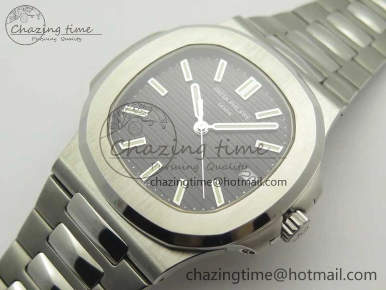 Comfortable Nautilus Jumbo 5711 MKF 1:1 Best Edition Black Textured Dial on SS Bracelet A324 Clone V 8988