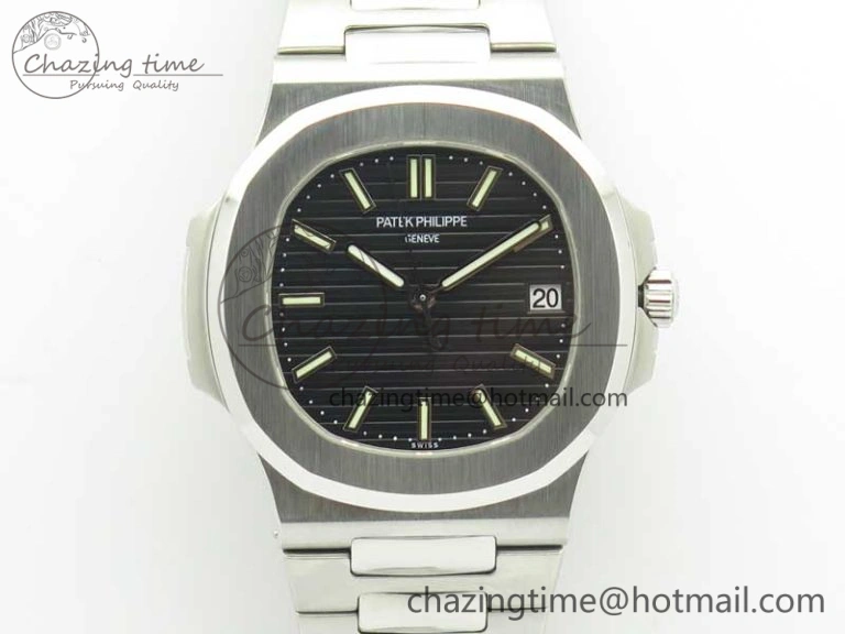 Comfortable Nautilus Jumbo 5711 MKF 1:1 Best Edition Black Textured Dial on SS Bracelet A324 Clone V 8988