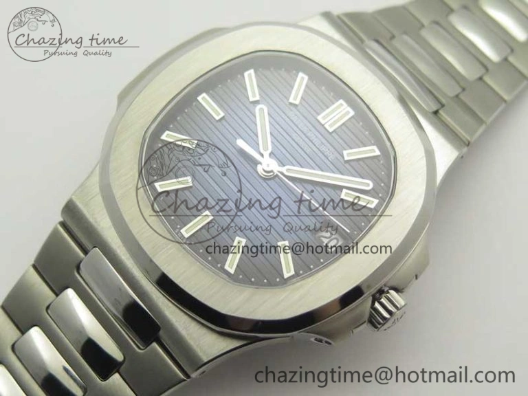 Stylish Nautilus Jumbo 5711 MKF 1:1 Best Edition Blue Textured Dial on SS Bracelet A324 Clone V 8987