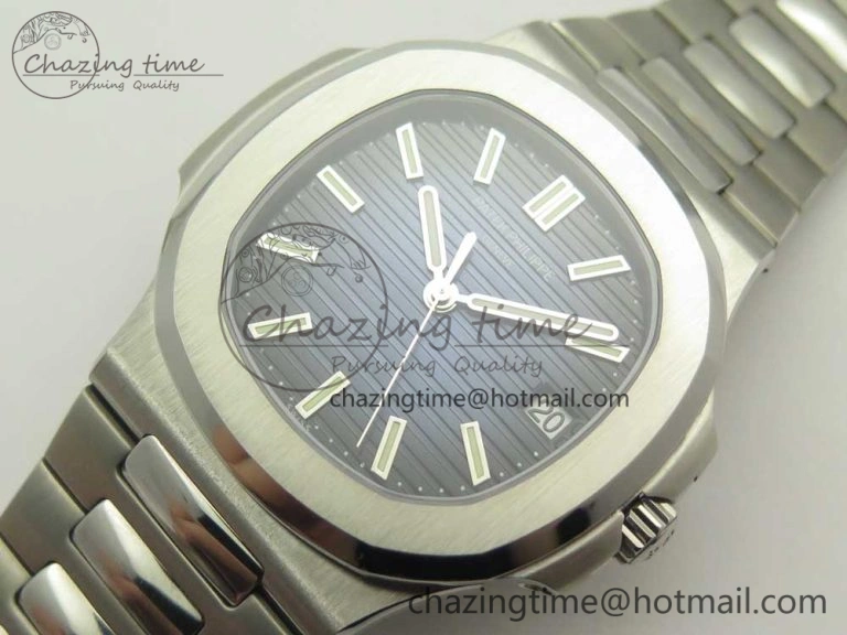 EyeCatching Nautilus Jumbo 5711 MKF 1:1 Best Edition Blue Textured Dial on SS Bracelet A324 Clone V 8976