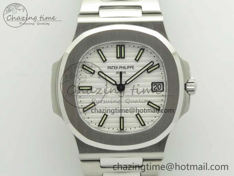 Comfortable Nautilus Jumbo 5711 MKF 1:1 Best Edition White Textured Dial on SS Bracelet A324 Clone V 8989