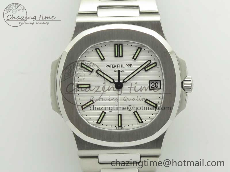 Comfortable Nautilus Jumbo 5711 MKF 1:1 Best Edition White Textured Dial on SS Bracelet A324 Clone V 8989