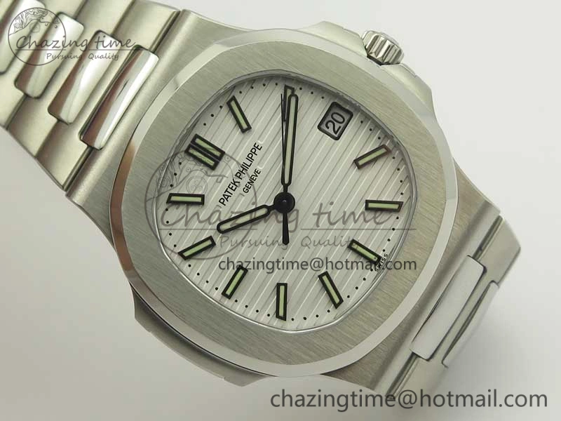 Comfortable Nautilus Jumbo 5711 MKF 1:1 Best Edition White Textured Dial on SS Bracelet A324 Clone V 8989