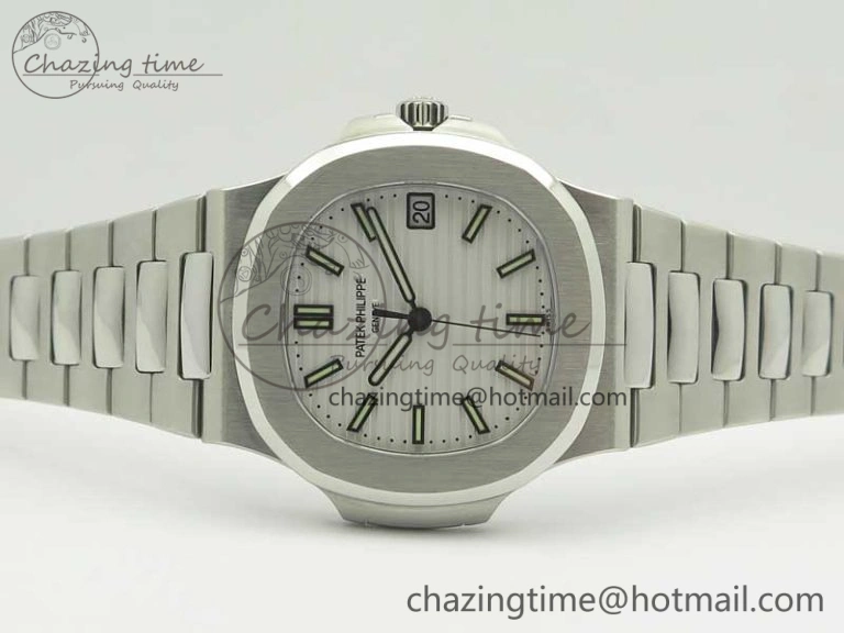 Comfortable Nautilus Jumbo 5711 MKF 1:1 Best Edition White Textured Dial on SS Bracelet A324 Clone V 8989