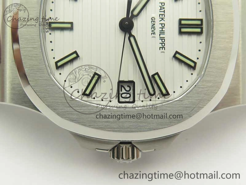 Comfortable Nautilus Jumbo 5711 MKF 1:1 Best Edition White Textured Dial on SS Bracelet A324 Clone V 8989
