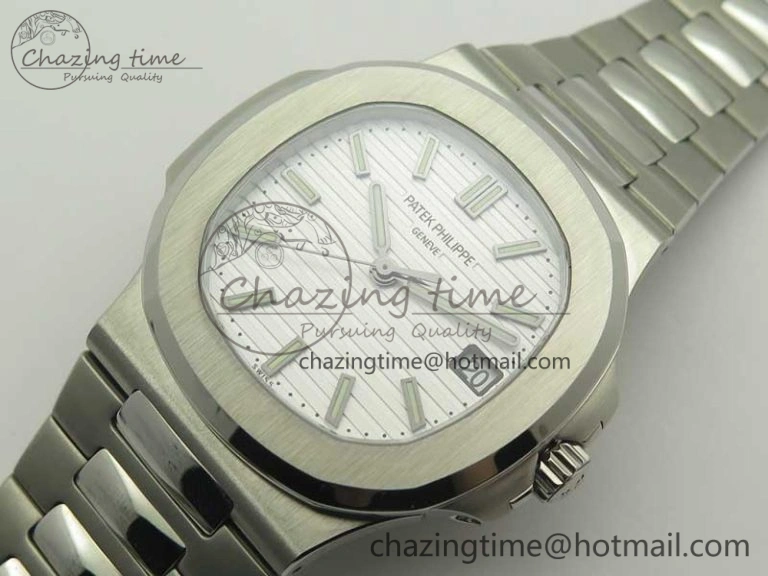 Comfortable Nautilus Jumbo 5711 MKF 1:1 Best Edition White Textured Dial on SS Bracelet A324 Clone V 8989