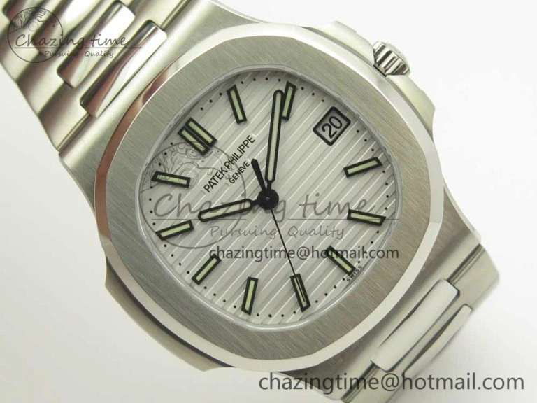 Durable Nautilus Jumbo 5711 MKF 1:1 Best Edition White Textured Dial on SS Bracelet A324 Clone V 8980