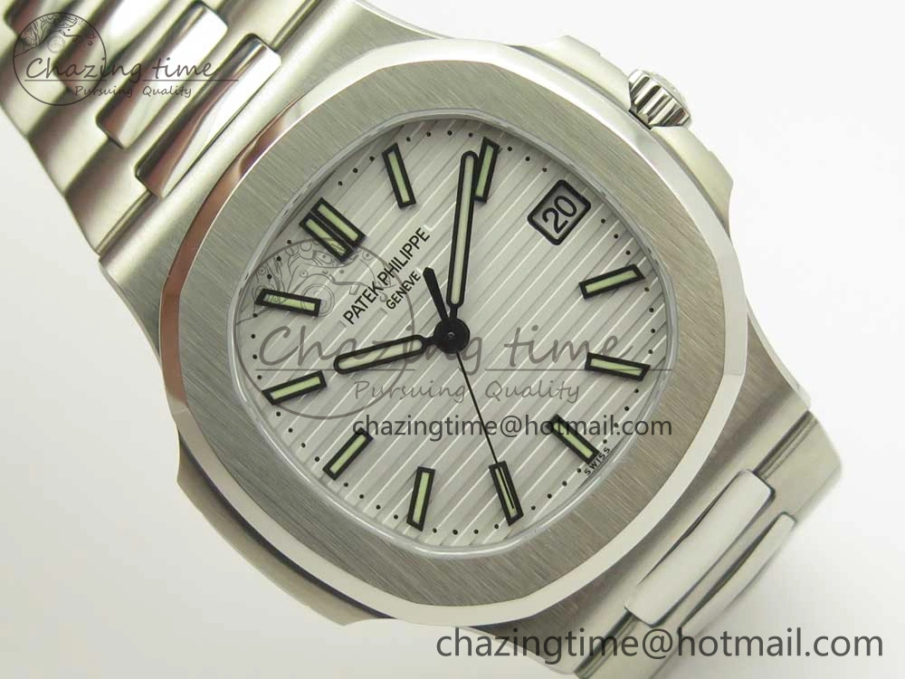 Durable Nautilus Jumbo 5711 MKF 1:1 Best Edition White Textured Dial on SS Bracelet A324 Clone V 8980