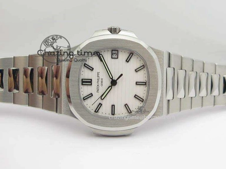 Vibrant Nautilus Jumbo 5711 PF 1:1 Best Version White Dial On SS Bracelet A324 Clone 9037