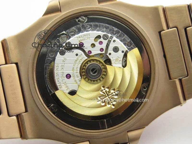 Functional Nautilus Jumbo 5711 RG BP Maker Best Edition Brown Textured Dial On RG Bracelet A324CS 9061